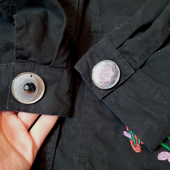 Desigual Black Embellished Black Jacket. Print, Beads, Sequins, Embroidery. M. - Picture 11 of 16